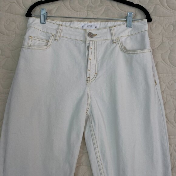 MNG Denim White Mom Jeans Button Fly Relaxed Fit Size 8 - Picture 2 of 13